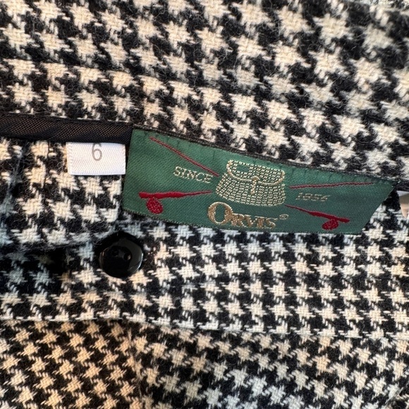 Orvis Vintage Wool Wrap Skirt Fringe Pleated Wool Size 6 Black White - Picture 4 of 11